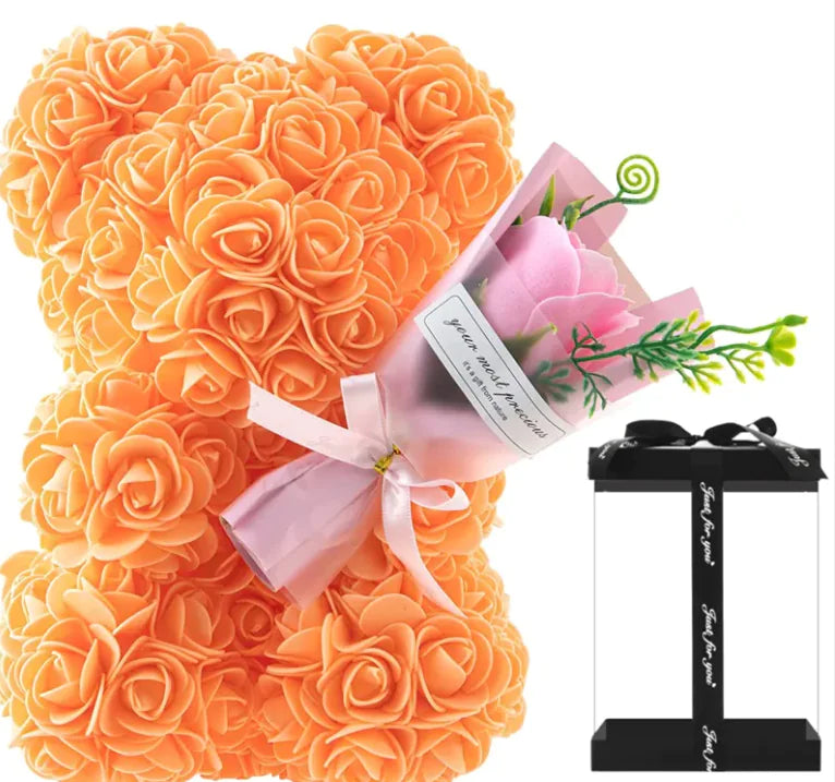 Rose Bear Gift Set – Preserved Flower Bouquet