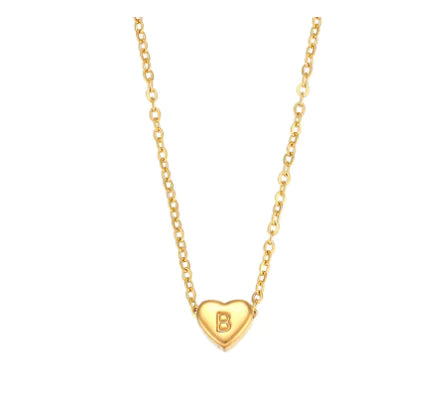 Initial Heart Necklace – 18K Gold Plated Love Pendant