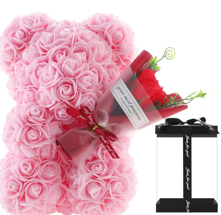 Rose Bear Gift Set – Preserved Flower Bouquet