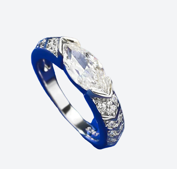 Blue Halo Pear-Cut Diamond Ring
