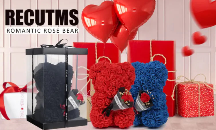 Rose Bear Gift Set – Preserved Flower Bouquet