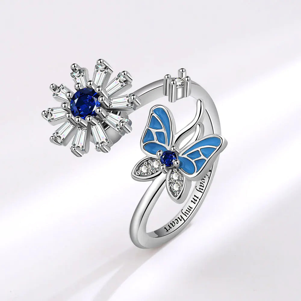 Anxiety Spinner Ring – Butterfly Snowflake