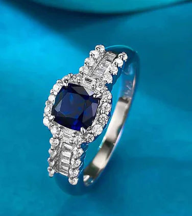 Sapphire Solitaire Ring – Sterling Silver