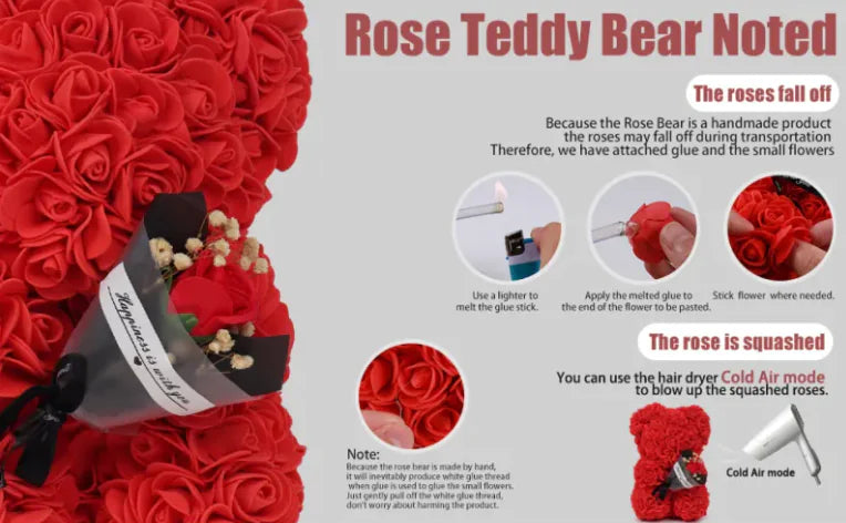 Rose Bear Gift Set – Preserved Flower Bouquet