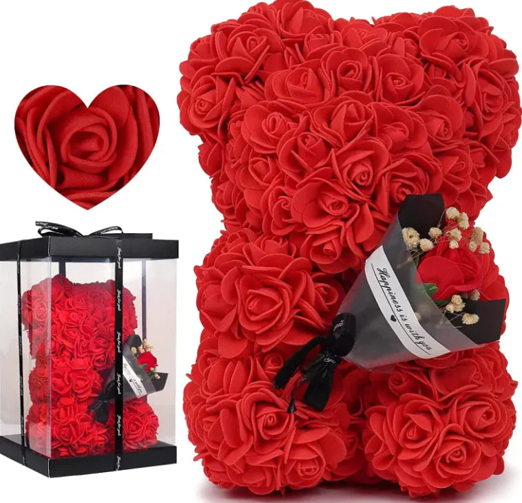Rose Bear Gift Set – Preserved Flower Bouquet