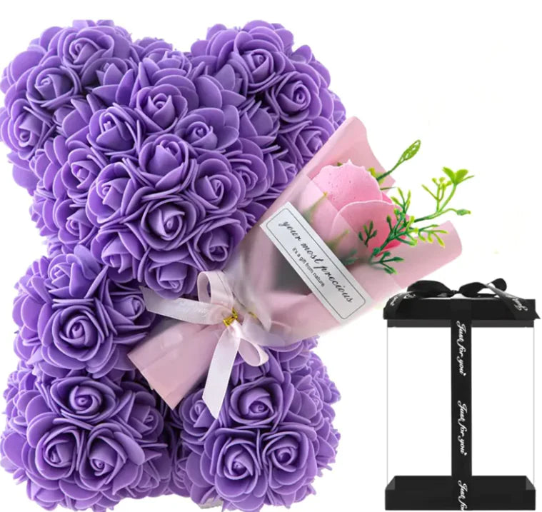 Rose Bear Gift Set – Preserved Flower Bouquet