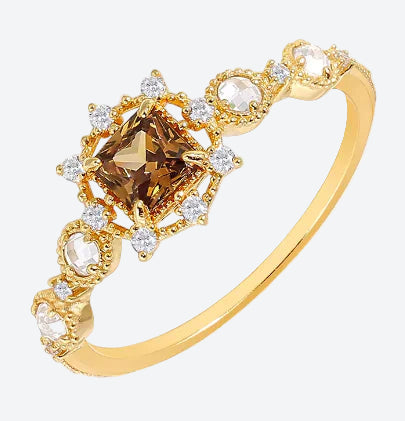 Natural Garnet Ring – 925 Sterling Silver Gold-Plated Edition